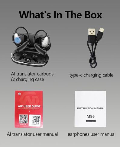 سماعات أذن للترجمة في الوقت الحقيقي بتقنية الذكاء الاصطناعي، 144 لغة ولهجة، استجابة سريعة 0.5 ثانية، جهاز مترجم لغة بدقة 98% للسفر والأعمال والتعلم، سماعة رأس مترجم بلوتوث لاسلكية in Kuwait