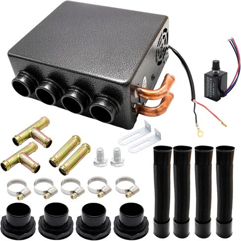 12V Car Heater with Fan Speed Switch UTV Heater Suitable with 4 Black Air Vents Universal Underdash Heat Auxiliary Heater for Trucks UTVs Vans Excavators Harvesters in Saudi Arabia