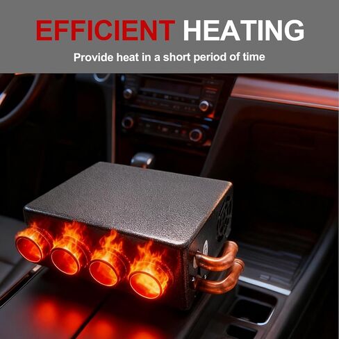 12V Car Heater with Fan Speed Switch UTV Heater Suitable with 4 Black Air Vents Universal Underdash Heat Auxiliary Heater for Trucks UTVs Vans Excavators Harvesters in Saudi Arabia