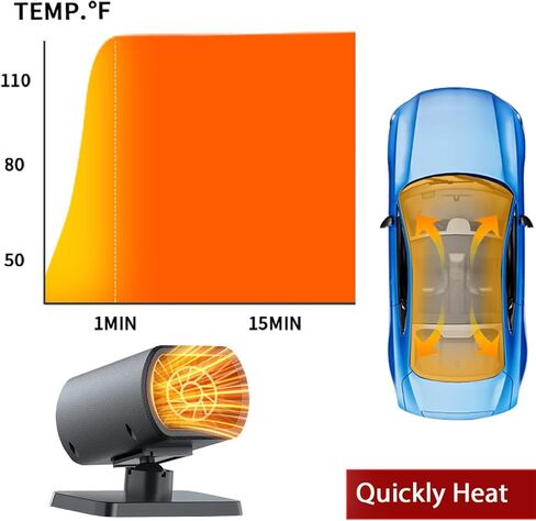 سخان سيارة 12 فولت، تسخين سريع، مزيل ضباب الزجاج الأمامي 12 فولت، سخان سيارة محمول 150 وات يمكن توصيله بولاعة السجائر in Kuwait
