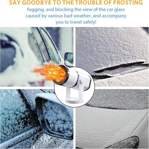 12V 150W Portable Car Heater Fast Demisting Defroster, Automobile Car Heater Can Heat Rapidly inwith Heating Cooling Air Purify, 360Degree Rotary Defroster Portable Car Heater (FF-10) in Saudi Arabia
