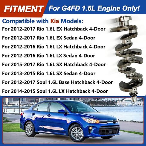 G4FD 1.6L Engine Overhaul Rebuild Kit with Crankshaft & Connecting Rods Set for 2012-2017 Hyundai Accent Veloster for Kia Rio Soul, Includes (Piston, valve), Replace 23110-2B610 23510-2B000 in Saudi Arabia