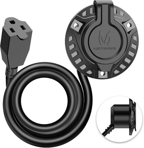 MICTUNING 15A 125V AC Port Plug, 12AWG RV Shore Power Inlet Plug with Heavy Duty Integrated 18'' Extension Cord Waterproof AC Power Inlet Electrical Receptacle for Trailer Truck Boat in Saudi Arabia