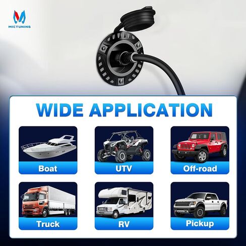 MICTUNING 15A 125V AC Port Plug, 12AWG RV Shore Power Inlet Plug with Heavy Duty Integrated 18'' Extension Cord Waterproof AC Power Inlet Electrical Receptacle for Trailer Truck Boat in Saudi Arabia