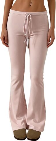 المرأة Sweatpants Y2K مريح مضيئة اليوغا السراويل Bootcut طماق الرباط منخفضة الارتفاع بنطال ذو قصة أرجل واسعة صالة الشارع الشهير in Kuwait