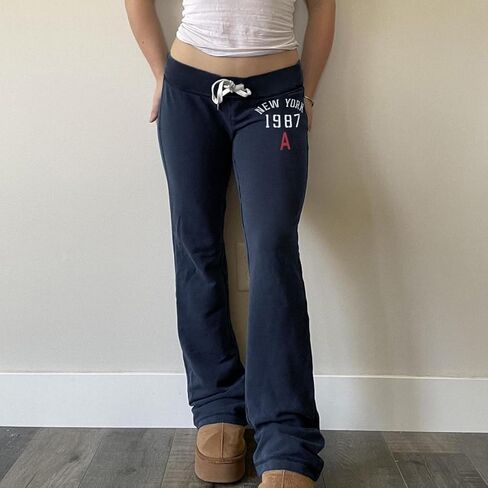 المرأة Sweatpants Y2K مريح مضيئة اليوغا السراويل Bootcut طماق الرباط منخفضة الارتفاع بنطال ذو قصة أرجل واسعة صالة الشارع الشهير in Kuwait