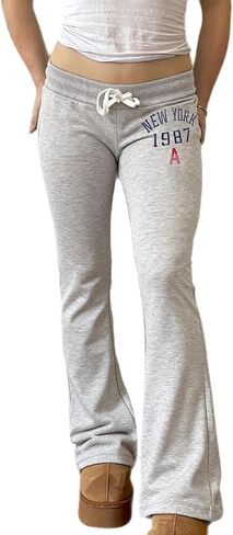 المرأة Sweatpants Y2K مريح مضيئة اليوغا السراويل Bootcut طماق الرباط منخفضة الارتفاع بنطال ذو قصة أرجل واسعة صالة الشارع الشهير in Kuwait