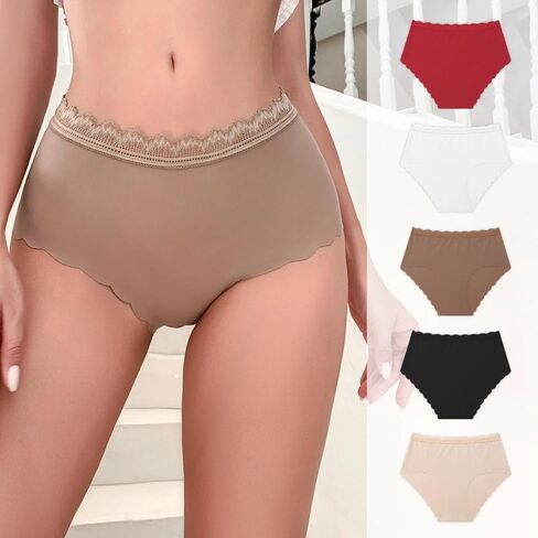 5-Pack Set Women Seamless Breathable Ice Silk Underwear, Solid Comfortable and Stylish, No-Show Fit for Everyday Wear in Saudi Arabia