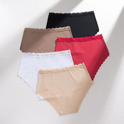 5-Pack Set Women Seamless Breathable Ice Silk Underwear, Solid Comfortable and Stylish, No-Show Fit for Everyday Wear in Saudi Arabia