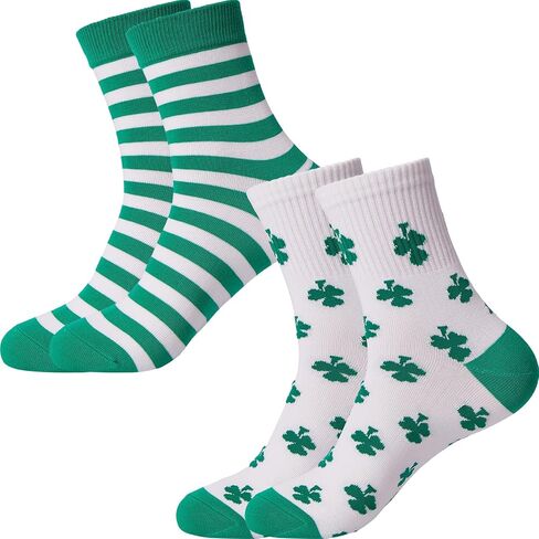 St Patricks Day Socks Men Lucky Clover Cotton Socks, 2-Pairs clover in Saudi Arabia