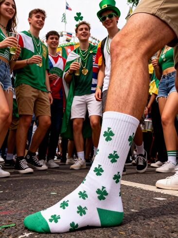 St Patricks Day Socks Men Lucky Clover Cotton Socks, 2-Pairs clover in Saudi Arabia