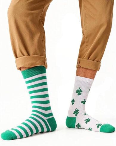 St Patricks Day Socks Men Lucky Clover Cotton Socks, 2-Pairs clover in Saudi Arabia
