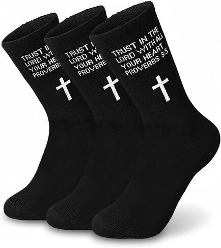 3 أزواج من الجوارب المسيحية، رباط الصلاة، آية الكتاب المقدس، هدية عيد ميلاد للأب والأم والزوج والابن وعيد الفصح والكريسماس in Kuwait