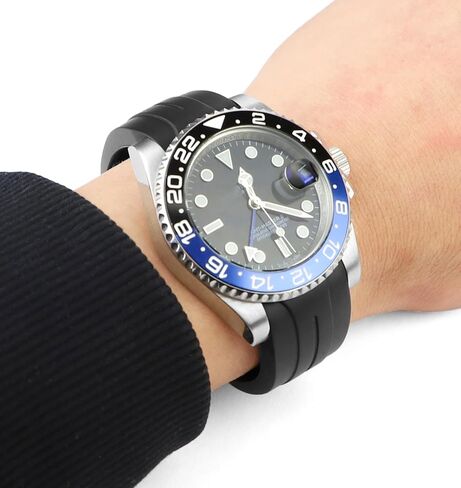 20 ملم 21 ملم 22 ملم نهاية منحنية من المطاط حزام ساعة قابل للتعديل في اتجاهين استبدال حزام الساعة مع مشبك نشر مناسب صغير متوسط ​​كبير معصم للرجال والنساء بديل ساعة وسوار معصم عالمي بدون فجوة in Kuwait