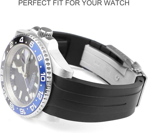 20 ملم 21 ملم 22 ملم نهاية منحنية من المطاط حزام ساعة قابل للتعديل في اتجاهين استبدال حزام الساعة مع مشبك نشر مناسب صغير متوسط ​​كبير معصم للرجال والنساء بديل ساعة وسوار معصم عالمي بدون فجوة in Kuwait