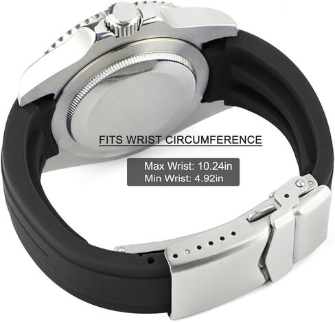 20 ملم 21 ملم 22 ملم نهاية منحنية من المطاط حزام ساعة قابل للتعديل في اتجاهين استبدال حزام الساعة مع مشبك نشر مناسب صغير متوسط ​​كبير معصم للرجال والنساء بديل ساعة وسوار معصم عالمي بدون فجوة in Kuwait