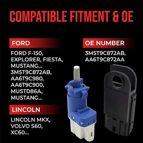 Brake Light Switch Kit 4L3Z-13480-AA Compatible with Ford F 150 Expedition Lincoln Navigator Mark LT 2004 2008 Replaces 7E5Z-13480-A 12464111 SW6239 in Saudi Arabia