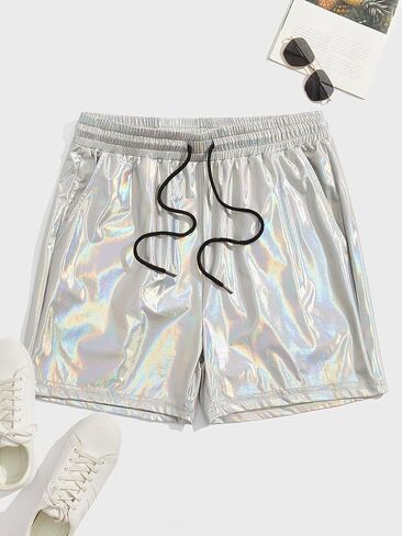 Men's Loose Fitting Holographic Drawstring Shorts in Saudi Arabia