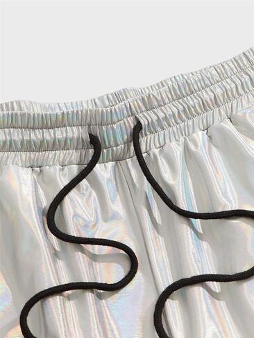 Men's Loose Fitting Holographic Drawstring Shorts in Saudi Arabia