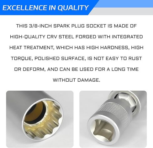 14mm&16mm Spark Plug Socket, Thin Wall Magnetic Swivel Spark Plug Socket Set, Universal Joint 12 Point 3/8" Drive Spark Plug Removal Tool Compatible with BMW Nissan and More, Car Accessories in Saudi Arabia