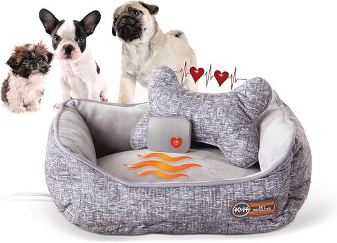 K&H Pet Products Mother's Heartbeat Heated Cat Bed with Heart Pillow Heartbeat Kitten Toy Gray 11 X 13 Inches w/Cat Heartbeat Rhythm in Kuwait
