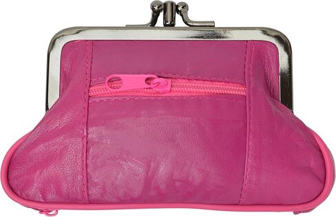 MARSHAL Wallet Large Coin Purse Double Frame With Zipper Pocket (Hot Pink) in Saudi Arabia