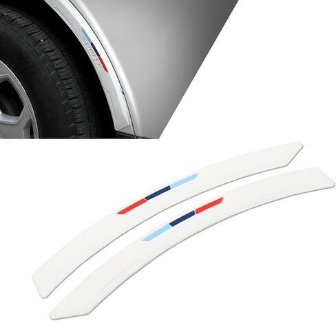 2 PCS Car Wheel Eyebrow Protectors, Silicone Anti Scratch Trim Arch Wheel Sticker, Self-Adhesive Sporty Style Exterior Decoration for Most Cars (White) in Saudi Arabia