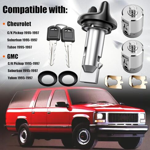 Ignition Switch & Door Lock Cylinders with Keys fit for 1995 1996 1997 Chevy C/K Pickup Suburban Tahoe, for 1995 1996 1997 GMC C/K Pickup Suburban Yukon, Replace OE 702674 702671 in Saudi Arabia