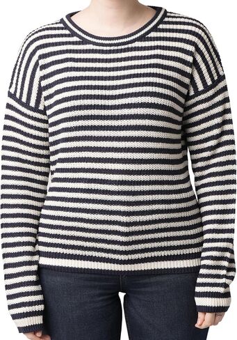 Womens Fall Striped Knit Sweater, Pullover Crew Neck Top, Warm Winter Sweaters for Women in Saudi Arabia