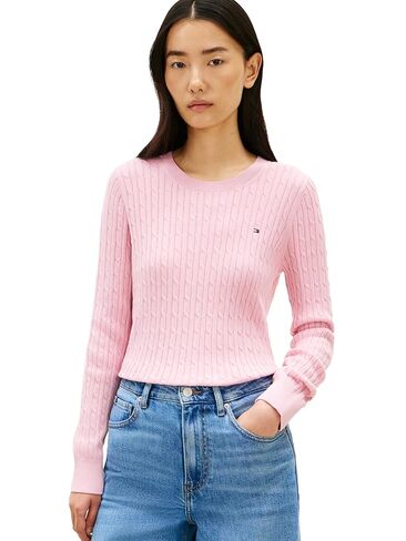 Tommy Hilfiger Womens Cable Knit Crew Neck Sweater Lightweight Pullover in Saudi Arabia