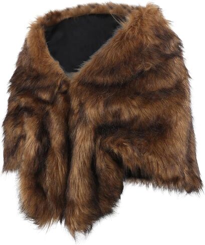 BXT Women's Faux Fur Shawl Cape for Dresses Winter Warm Faux Furry Poncho Evening Party Shoulder Wrap Warmer in Saudi Arabia