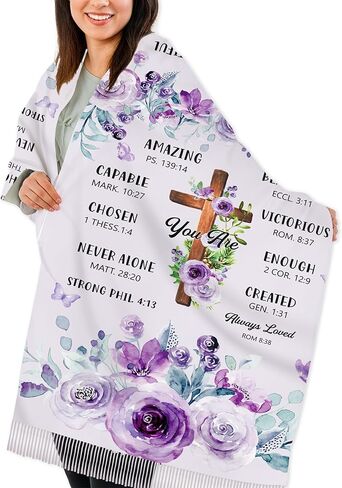 Bozidol Prayer Shawl for Women Christian Floral Cross Bible Verse Scarf Clothes for Christmas Mothers Day Birthday Gifts in Saudi Arabia