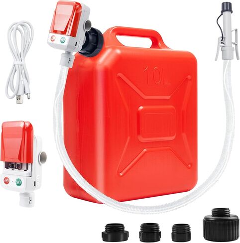 Automatic Portable Fuel Transfer Pump with Automatic Stop Technology, 3.2 GPM, 51-inch Extension Hose, Dual Power Supplies (Battery/USB-C), 4 Nozzle Adapters-Air Pump for Gasoline, Diesel, Oil in Saudi Arabia