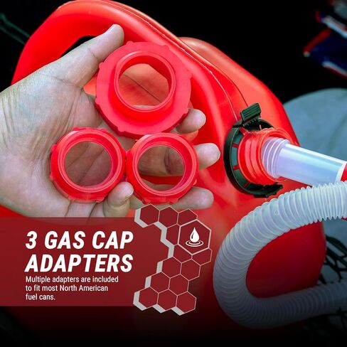 مضخة نقل الوقود اليدوية TERA PUMP TRM20 مع خرطوم سحب قابل للانحناء و3 محولات مختلفة لعلب الغاز، بدون رفع ثقيل، نقل ما يصل إلى 3.2 جالون في الدقيقة in Kuwait