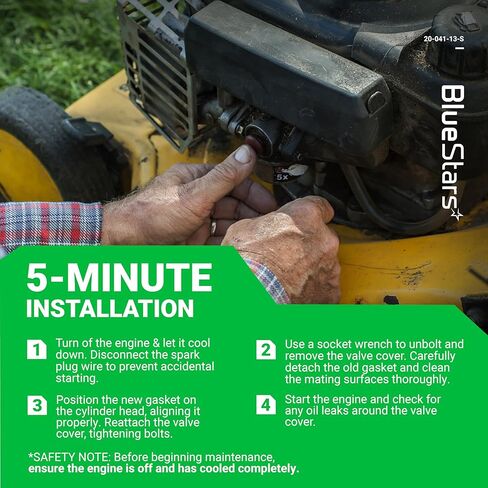 BlueStars 20 041 13-S 20-041-13-S 2004113-S Valve Cover Gasket - Compatible with Kohler Courage SV470 SV471 SV480 SV530 SV540 SV541 SV590 SV591 SV600 SV601 SV610 SV620 18HP 20H - Pack of 2 in Kuwait