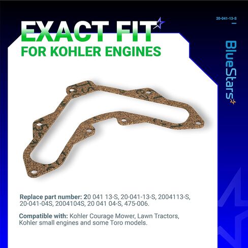 BlueStars 20 041 13-S 20-041-13-S 2004113-S Valve Cover Gasket - Compatible with Kohler Courage SV470 SV471 SV480 SV530 SV540 SV541 SV590 SV591 SV600 SV601 SV610 SV620 18HP 20H - Pack of 2 in Kuwait