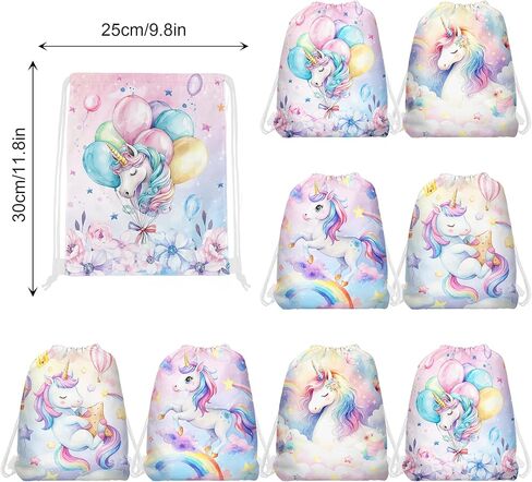 12 Unicorn Drawstring Non-Woven Bags Cartoon Unicorn Theme Picnic Organizer Bag Outdoor Sports Backpack Fitness Travel in Saudi Arabia