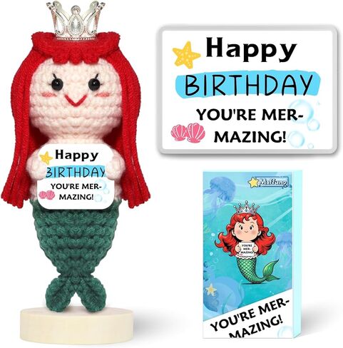 حورية البحر هدايا عيد الفصح سلة الحشو: أنت مير-مازينغ ابنة أفضل صديق صديقة أخت مراهقة بنات هدايا عيد ميلادها الكروشيه، ديكورات حورية البحر الصغيرة مع بطاقات دعم إيجابية عاطفية in Kuwait