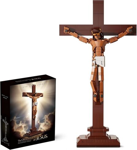 Jesus Crucifix Building Set, Christian Cross Display Model (588 Pieces), Faith-Based Religious Decor Statue for Home & Office, Christian Gift for Easter, Lent & Confirmation in Kuwait