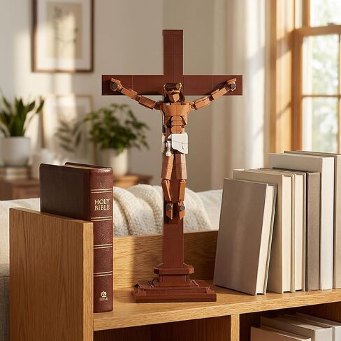 Jesus Crucifix Building Set, Christian Cross Display Model (588 Pieces), Faith-Based Religious Decor Statue for Home & Office, Christian Gift for Easter, Lent & Confirmation in Kuwait