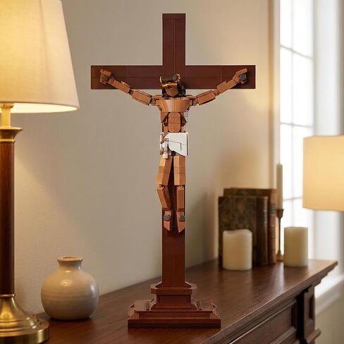 Jesus Crucifix Building Set, Christian Cross Display Model (588 Pieces), Faith-Based Religious Decor Statue for Home & Office, Christian Gift for Easter, Lent & Confirmation in Kuwait