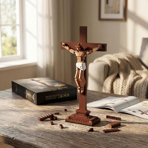Jesus Crucifix Building Set, Christian Cross Display Model (588 Pieces), Faith-Based Religious Decor Statue for Home & Office, Christian Gift for Easter, Lent & Confirmation in Kuwait