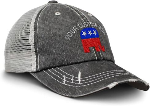 Soft Mesh Cap Hat Embroidered Republican Elephant A Embroidery Distressed Vintage Cap Cotton in Saudi Arabia