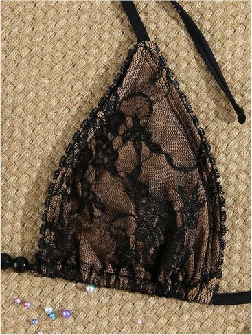 GORGLITTER Women's Lace High Waisted Bikini Sets Cute Y2K Halter Triangle String Thong Swimsuit 2 Piece Bathing Suits in Kuwait