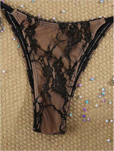GORGLITTER Women's Lace High Waisted Bikini Sets Cute Y2K Halter Triangle String Thong Swimsuit 2 Piece Bathing Suits in Kuwait