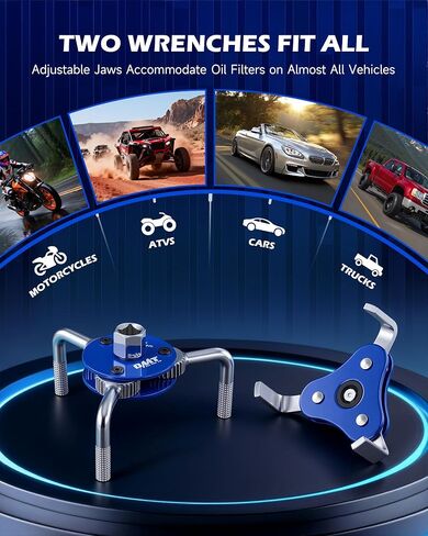مجموعة مفتاح ربط فلتر الزيت قطعتين من Orion Motor Tech، أدوات إزالة فلتر الزيت قابلة للتعديل مع 2.5-4 و2.7-5.1 بوصة. بأقطار 1/2 و3/8 في المحرك، مفاتيح فلتر تغيير الزيت العالمية لسيارة شاحنة دراجة نارية in Kuwait