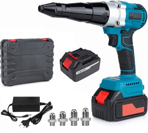 Cordless Rivet Gun,Automatic Brushless Riveter Tool Kit for Rivets 2.4 / 3.2 / 4.0 / 4.8 mm,Portable 21V Lithium-ion Electric with 2 3.0Ah Battery for Stainless Steel, Aluminum Rivets (2 batteries) in Saudi Arabia