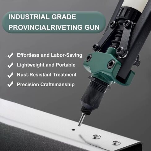 مسدس برشام بمقبض مزدوج شديد التحمل، أداة تثبيت احترافية لأعمال المعادن وإصلاح السيارات، مقابض مسامير 1/8 بوصة إلى 3/16 بوصة، مع 3 فتحات أنف قابلة للتبديل وحقيبة تخزين in Kuwait