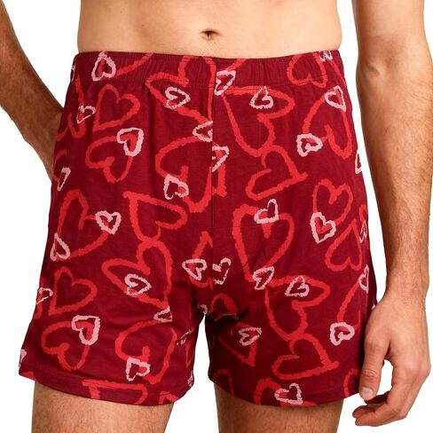 Evankin Men Valentines Boxers, Red Funny Novelty Heart Underwear, Comfort Breathable Soft Underpants Shorts in Saudi Arabia