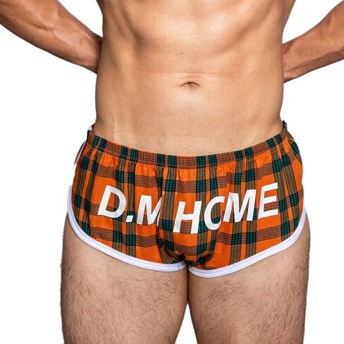 D.M Men's Underwear Boxer Trunks Plaid Woven Cotton Low Rise Cut Fashion Sports Style Booty Lounging Homewear in Saudi Arabia